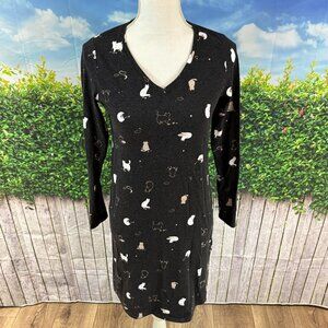 Reitmans Nightgown Cat Design Charcoal Long Sleeve Womans Size XXS (SKU:34W)